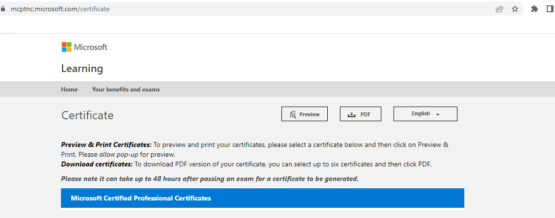 Not able to download AZ-305 Certificate - Microsoft Q&A