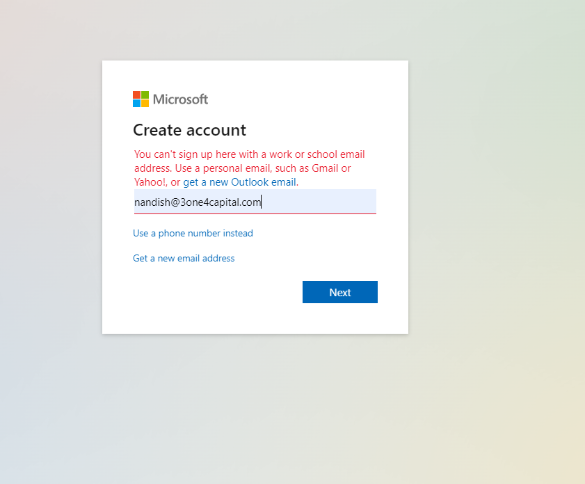 Allowing personal accounts to be created with current company domain ...