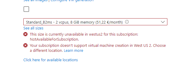 Unable to create VM in Lab - Microsoft Q&A