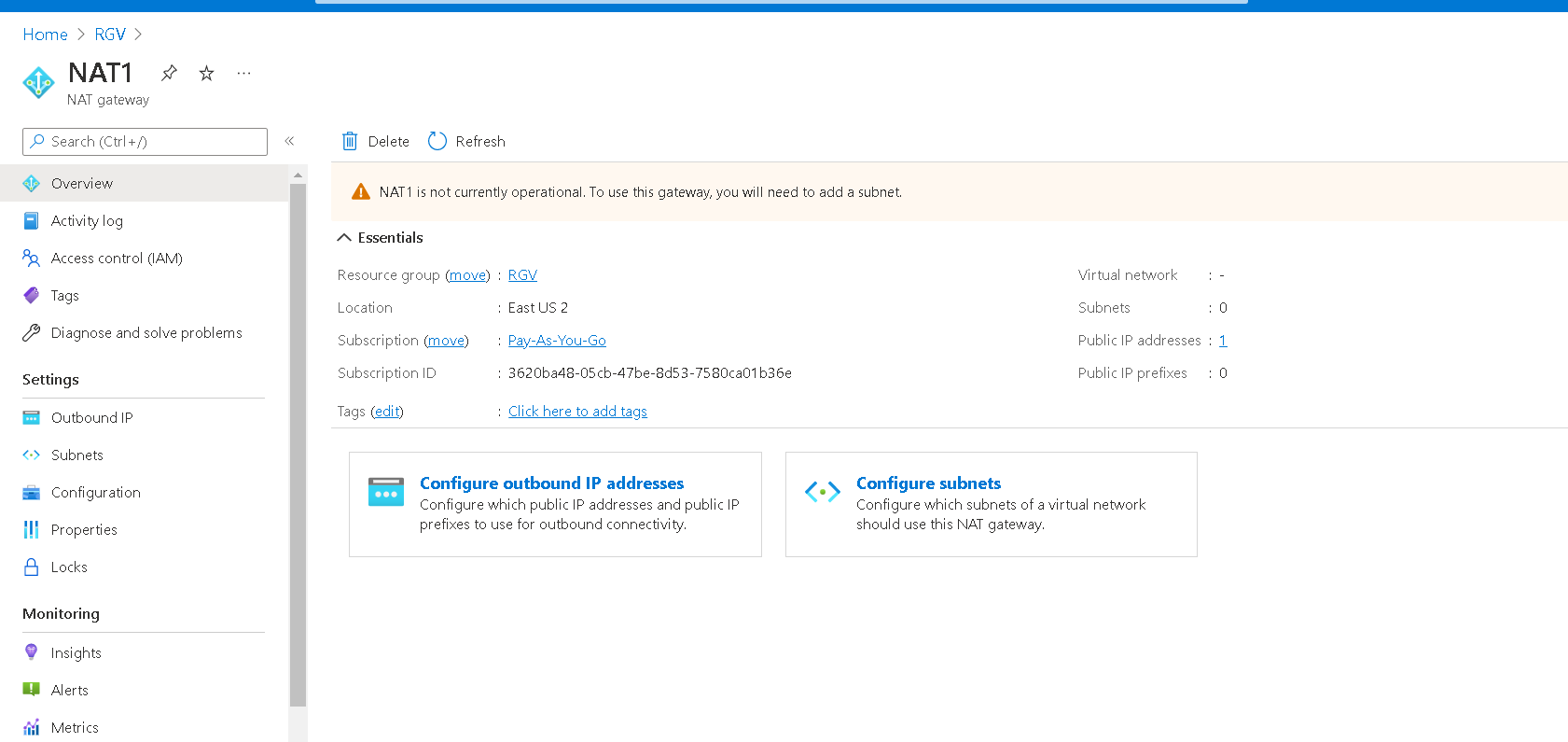 Ms Nat Learning Created NAT gateway is not showing in the List - Microsoft Q&A