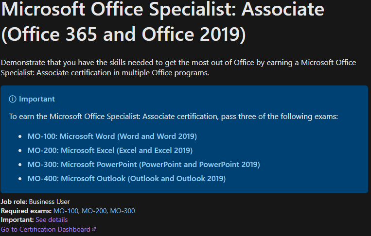 MOS vs. Certiport Requirements - Microsoft Q&A