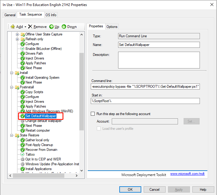 windows - Running PowerShell scripts as an Application in MDT 2013