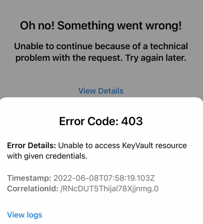Access to Keyvault Error