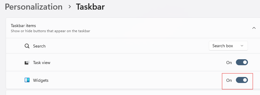 Canary 27919 the Widget in the Taskbar is missing - Microsoft Q&A