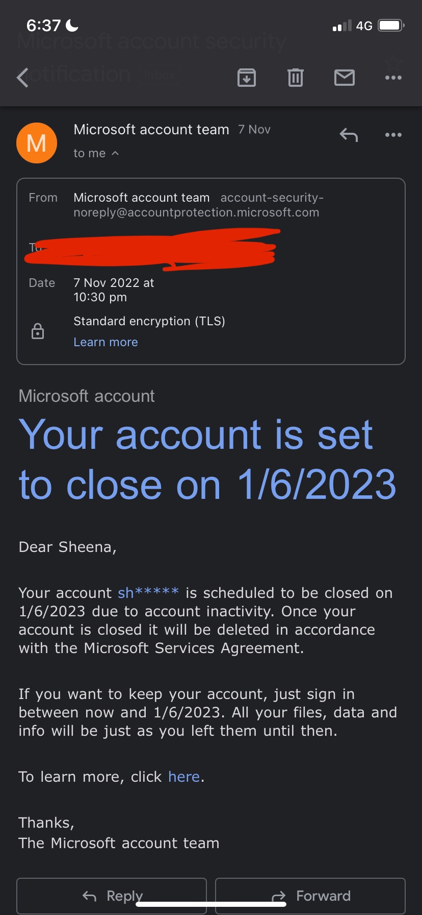 Account to close due to inactivity - Microsoft Q&A