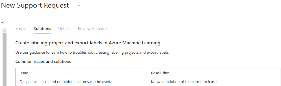 Unable to create labelling project - Microsoft Q&A