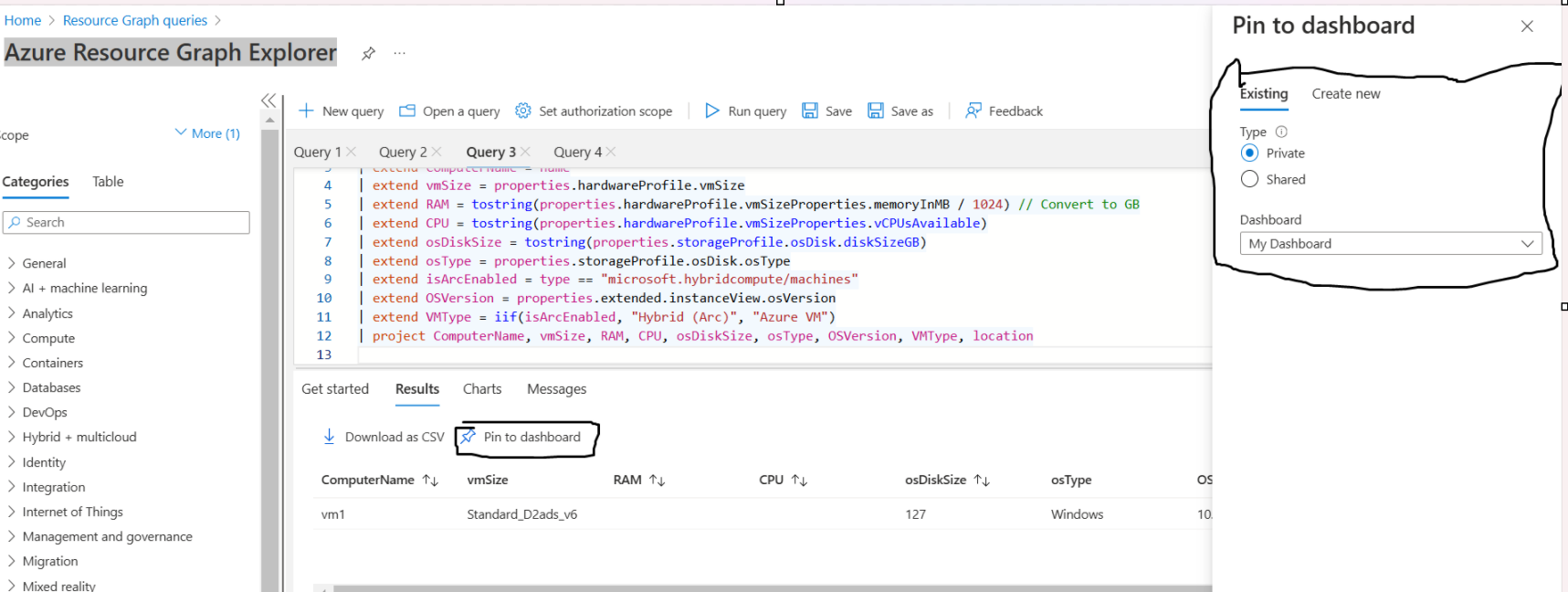 We need to export and setup custom dashboard the resource inventory ...