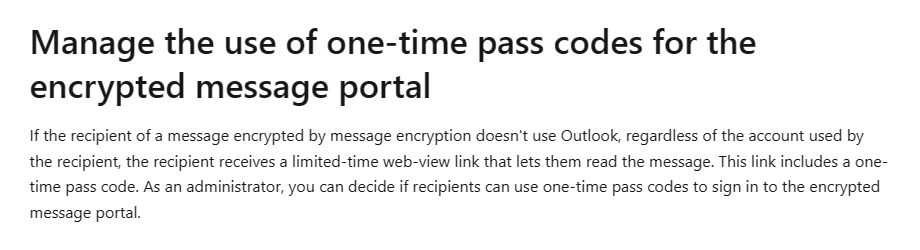 Outlook is not sending the protected message passcode. - Microsoft Q&A