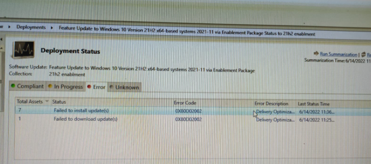 Feature Upgrade deployment failed via SCCM - Microsoft Q&A