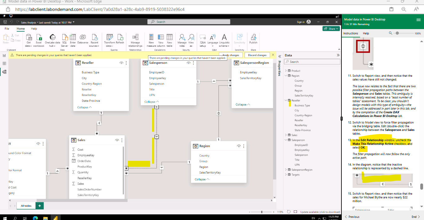 Model data in Power BI Desktop Lab - Course PL-300 - Microsoft Q&A