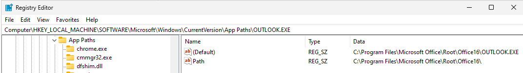 There is no regedit path while install outlook on win11 - Microsoft Q&A