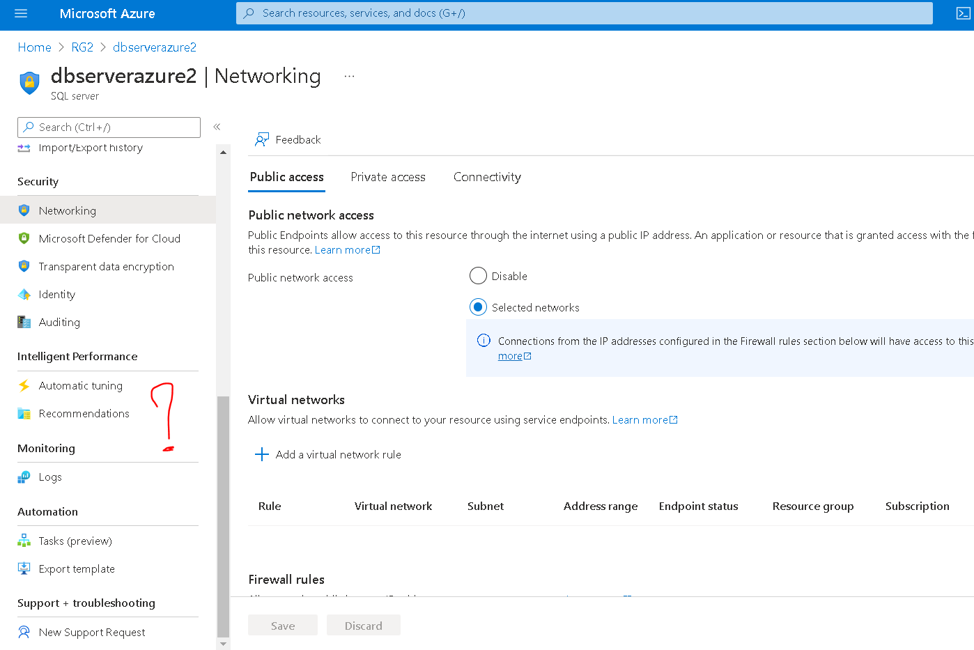 Not finding optionn Firewall and network security for the SQL server I ...