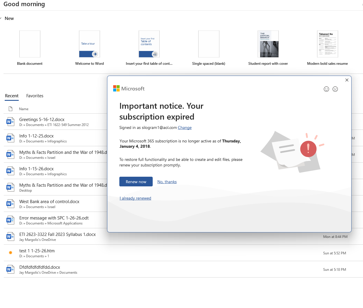 How to eliminate an old expired Microsoft Office 365 subscription from ...