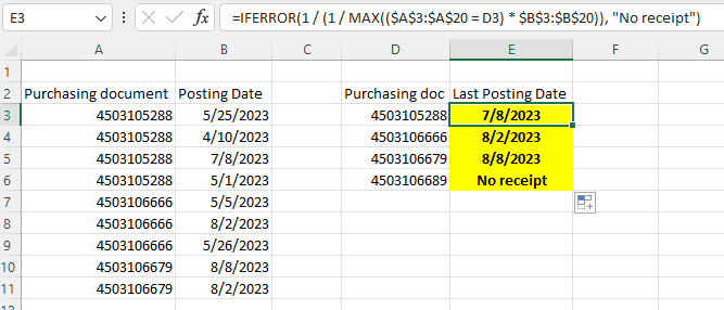 Excel 2016: How to use IF formula with MAX array function - Microsoft Q&A