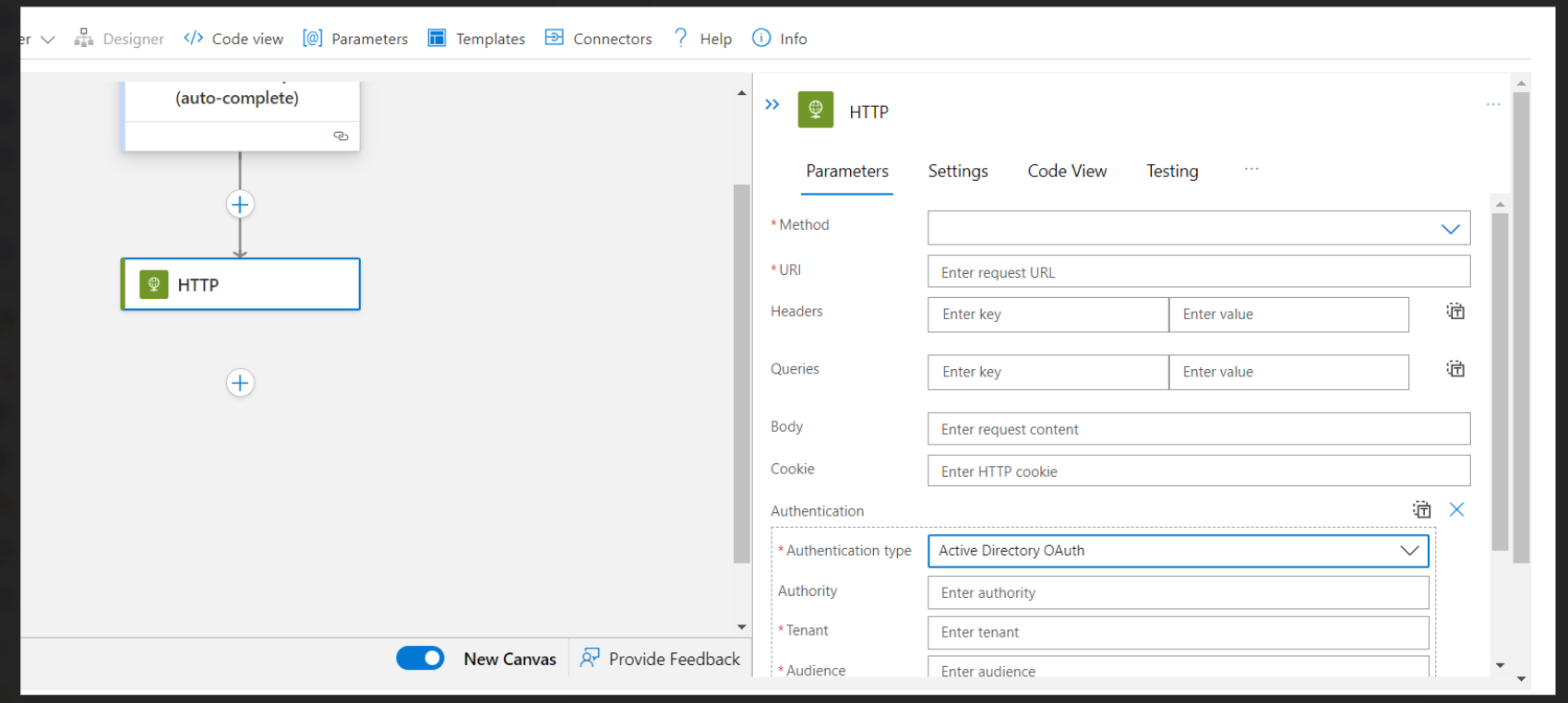 How to set custom authorization header in request section of logic app ...