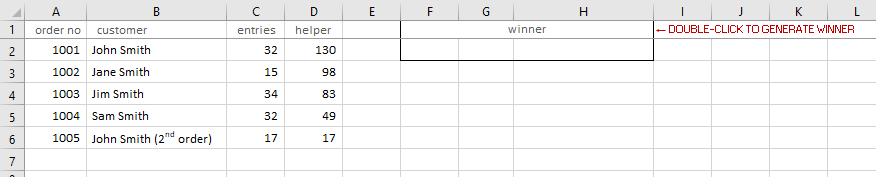 Picking a winner at random on Excel w/ multiple entries per contestant ...