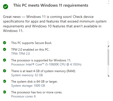 Windows updated says i dont meet the requirements for windows 11 ...