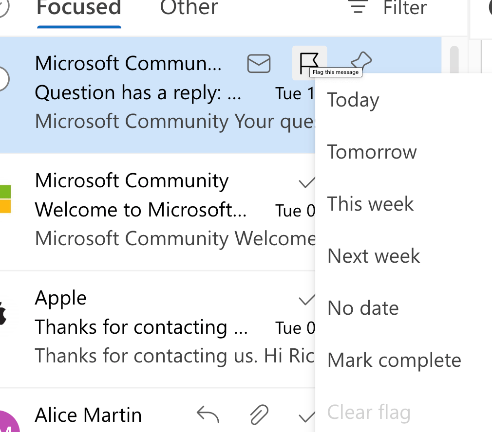 Marking an email as complete in Outlook Mac - Microsoft Q&A