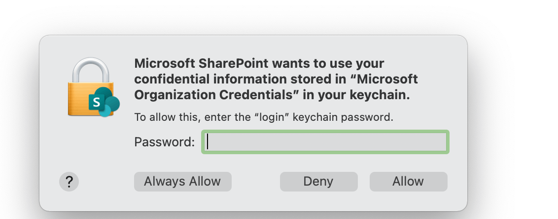 Microsoft sharepoint keychain keeps popping up - Microsoft Q&A