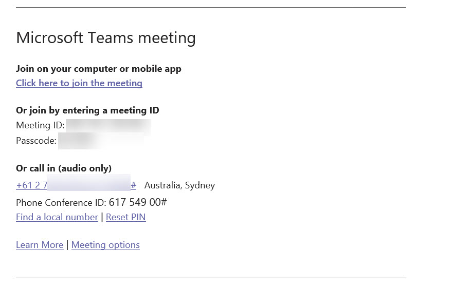 Teams Meeting settings Change the Teams Meeting invitation text