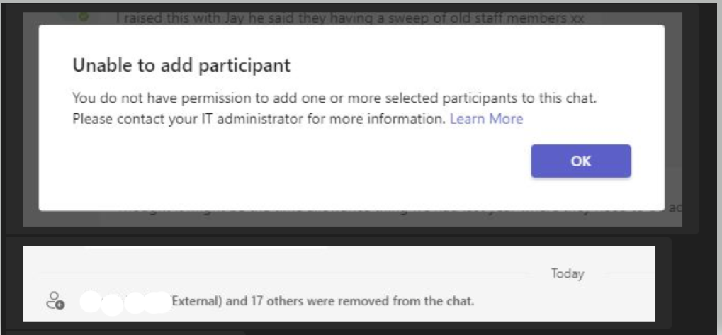All users removed from an external chat - Microsoft Q&A