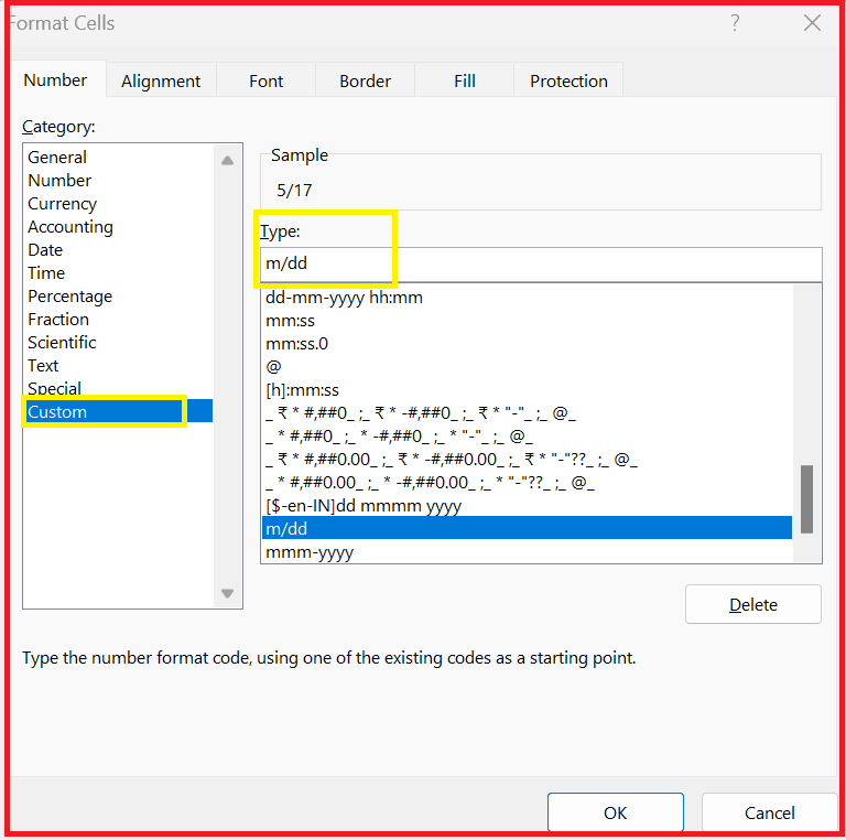 In Excel format Date when I enter 5/17 it displays May-23 - Microsoft Q&A