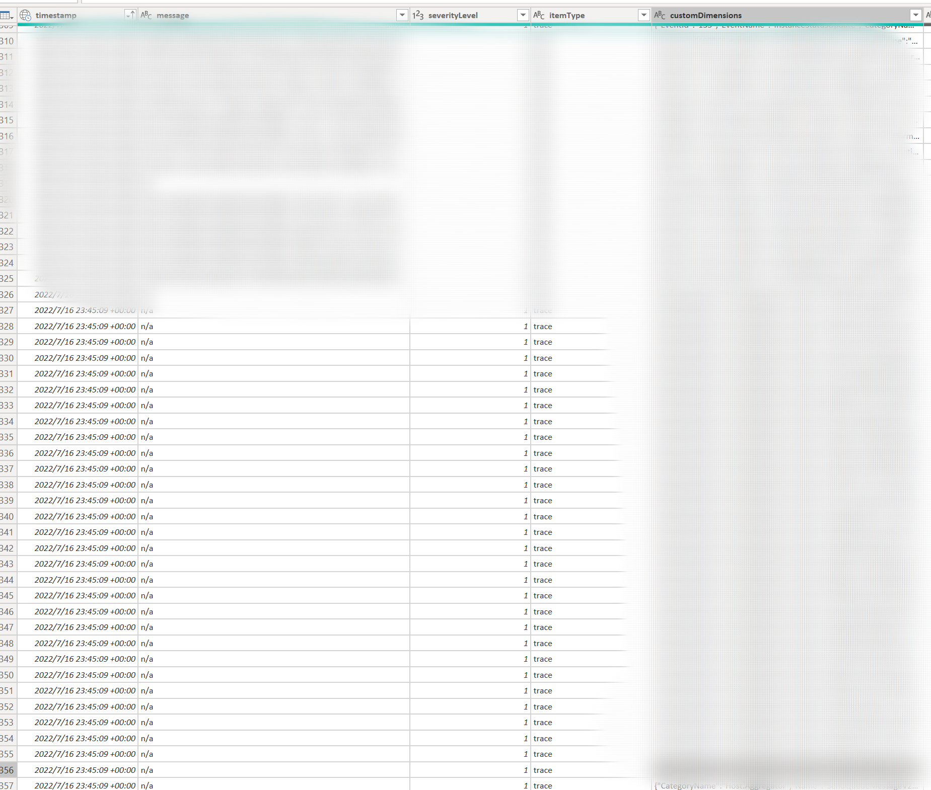 Missing data occur in Application Insights log - Microsoft Q&A