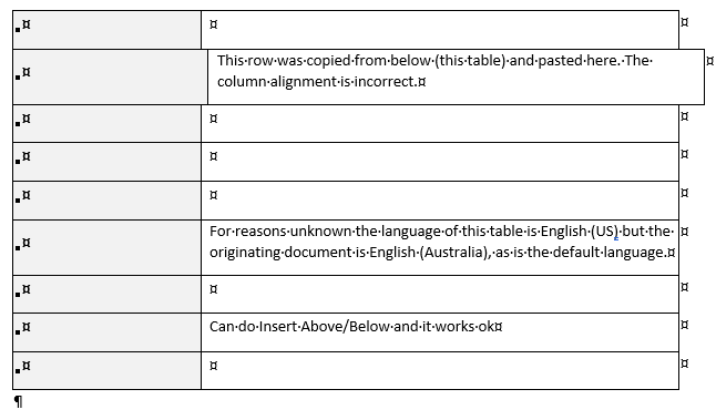 Word table row copy and paste creates jagged columns Microsoft Q A