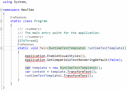 How to run the generated "RuntimeTextTemplate1.cs" file? - Microsoft Q&A