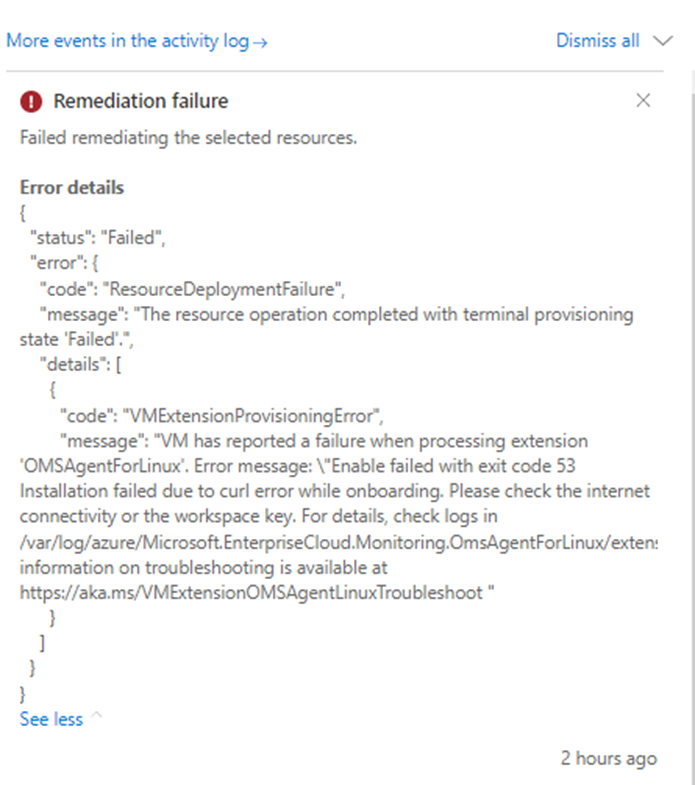 Error for Log Analytic agent for Linux machine - Microsoft Q&A