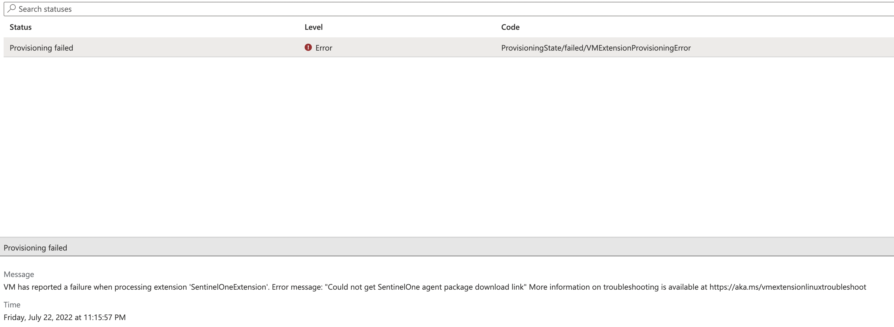 Sentinel One Firewall File Error Could not get SentinelOne agent package download link on VMSS in ...