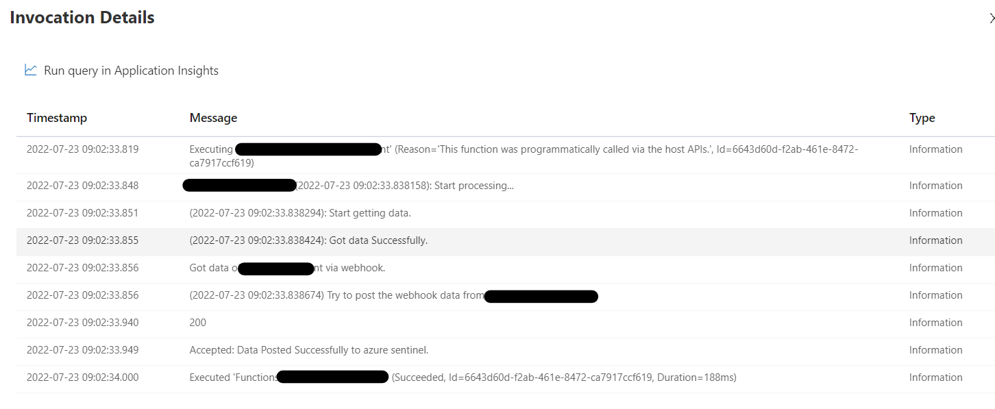 In function app what would be the reason of error "Unexpected end of ...