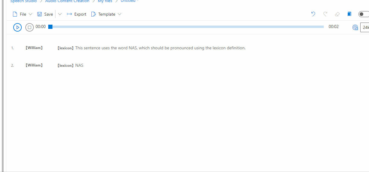 Text-To-Speech files in Studio not using custom lexicon file ...