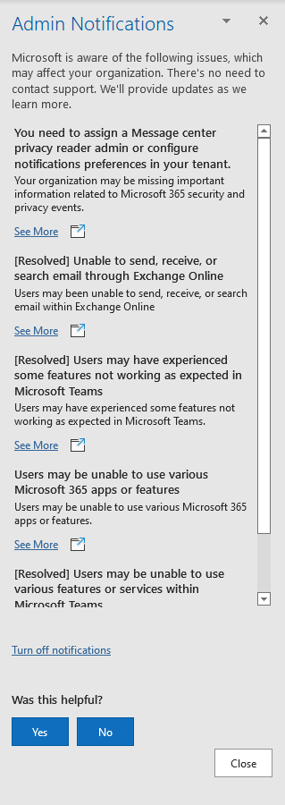 Admin Notifications - Microsoft Q&A