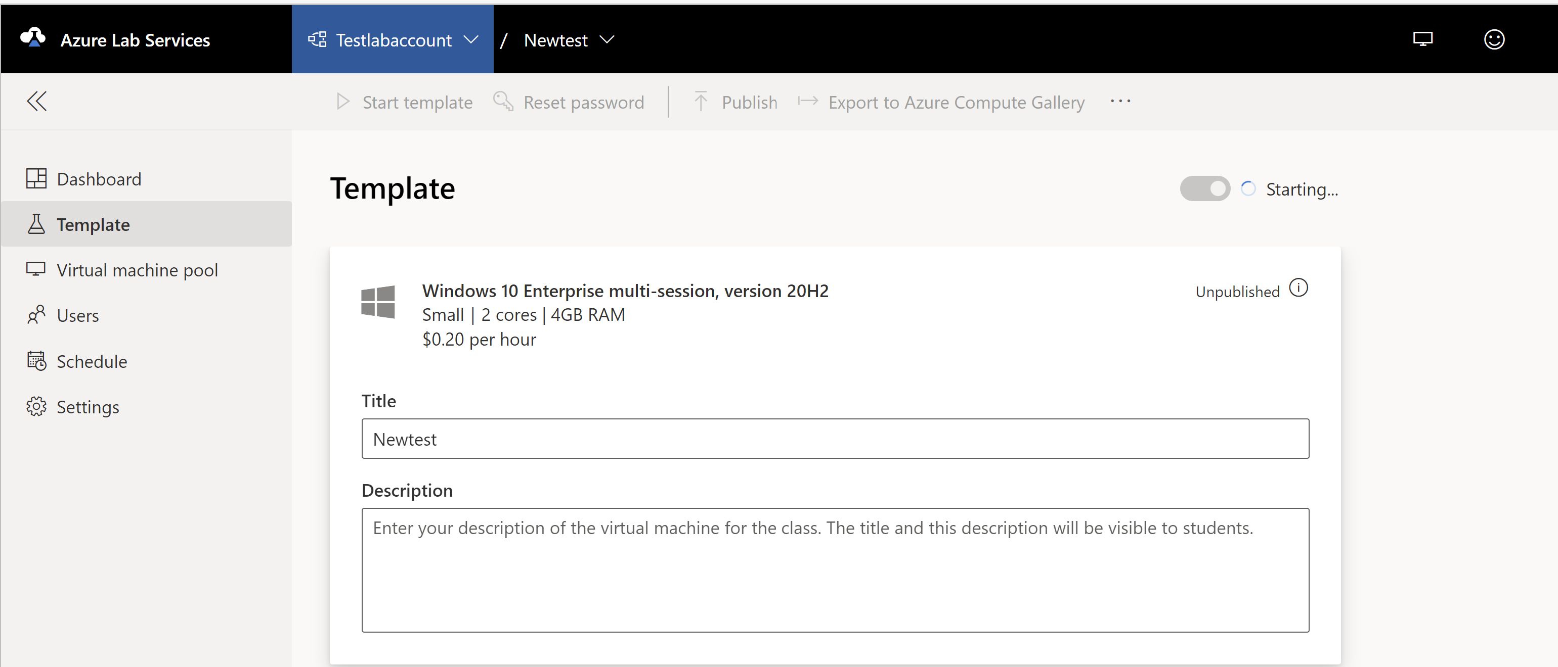 Azure Labs. Unable to create any lab using a MS image - Microsoft Q&A