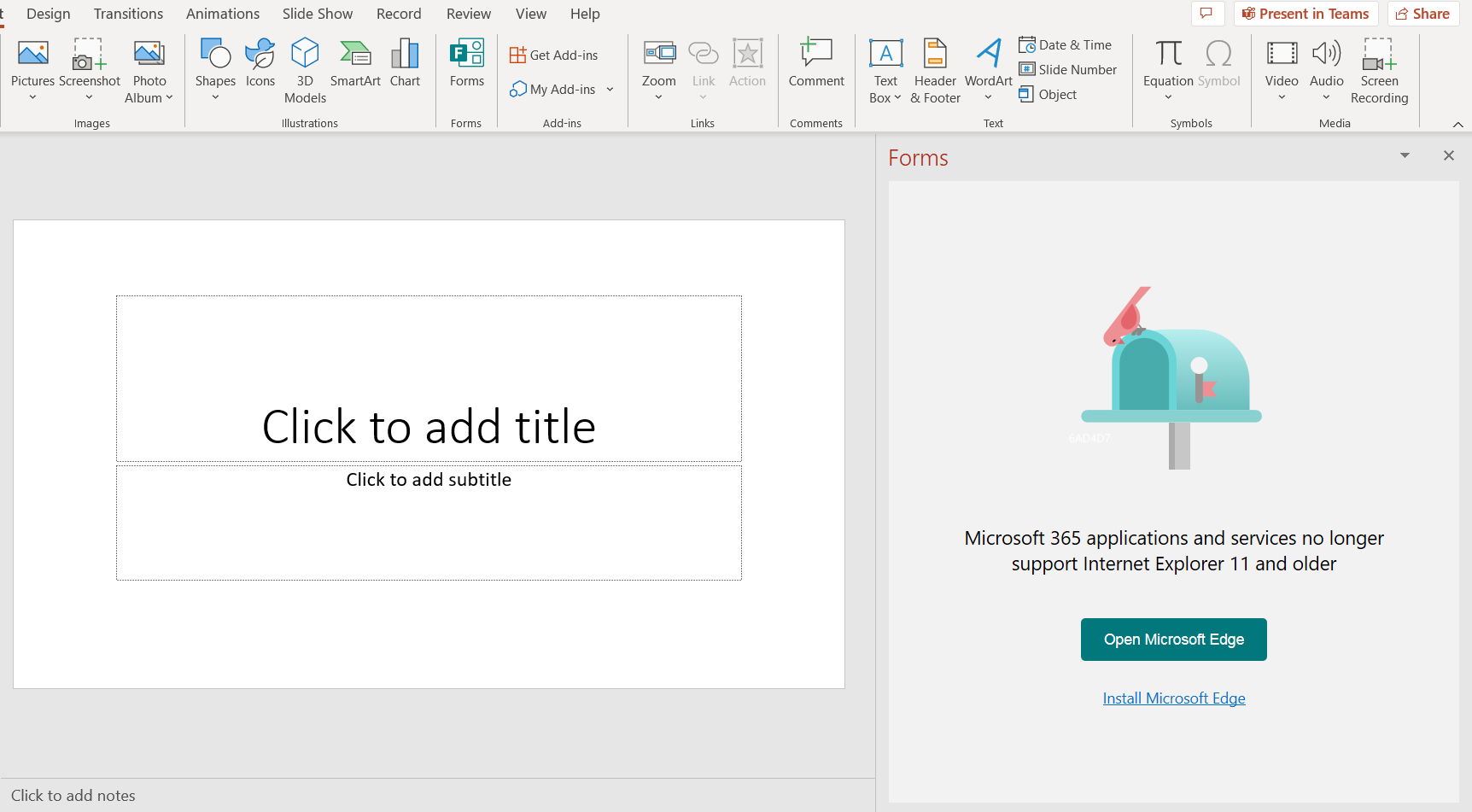 Can't access Forms in PowerPoint - Microsoft Q&A