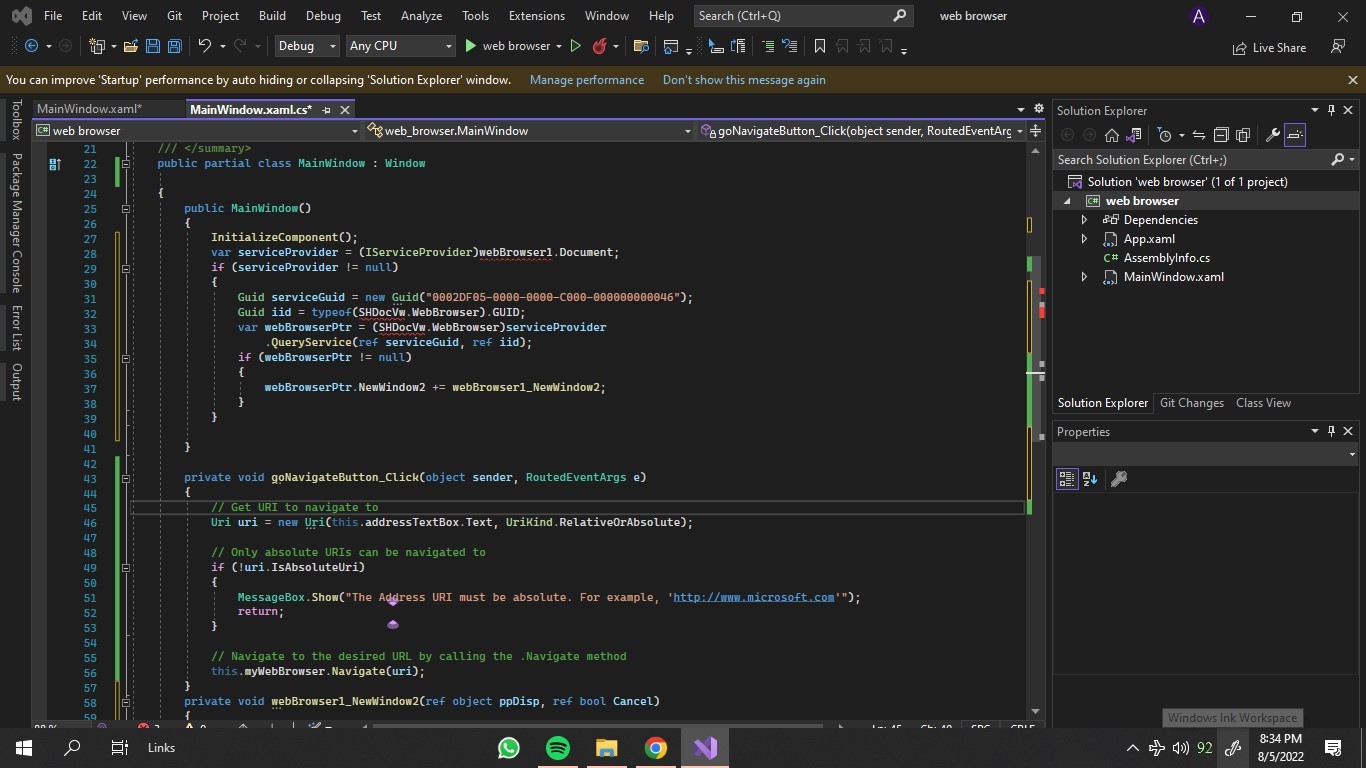how to make web browser in c# visual studio 2022 (urgent) - Microsoft Q&A