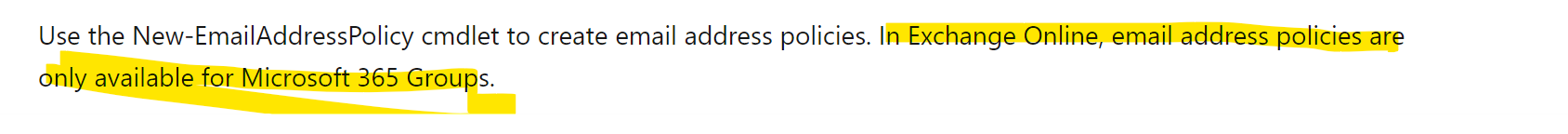 Exchange Online - how to create new email address policy - Microsoft Q&A
