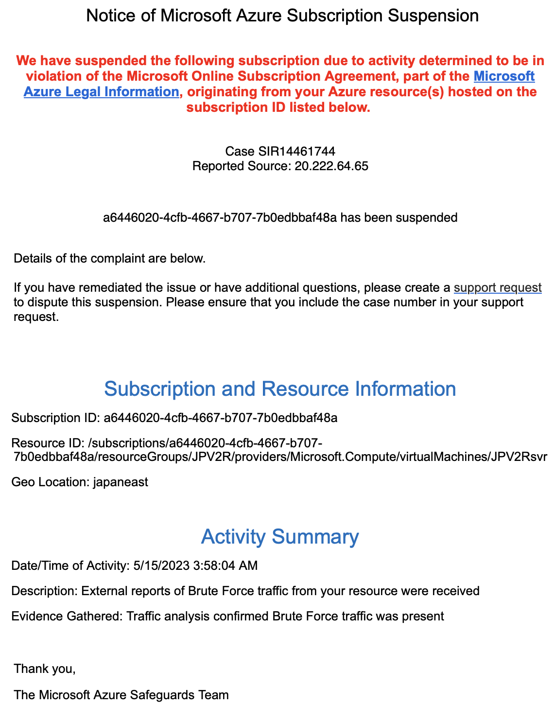 I got a email seems "We’ve disabled your Azure subscription ...