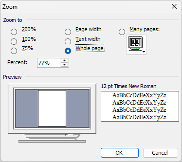Word 2003 View-Zoom