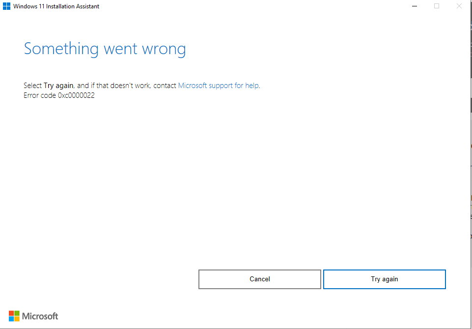 Windows 11 Installation Assistant keeps failing with error code ...