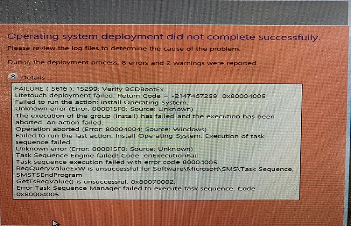 Try to deploy bat script in MDT Task sequence but fail with popup error  dirty environment found - Microsoft Q&A