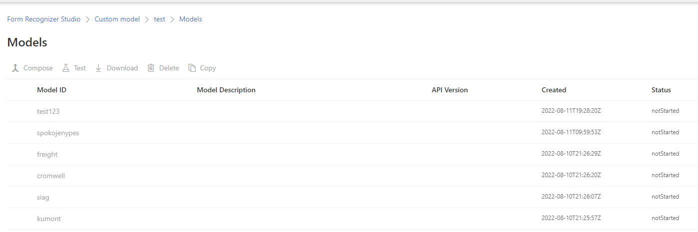 From recognizer stuck at notStarted - Custom neural model - Microsoft Q&A