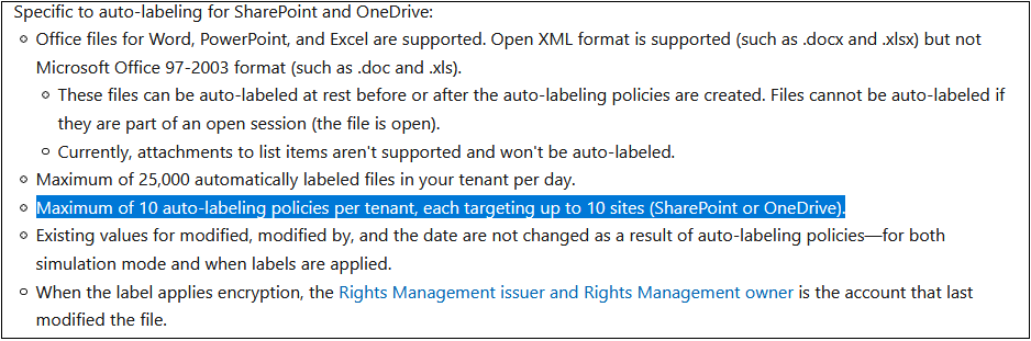 Can one set auto-label policies for SharePoint and OneDrive to cover an ...