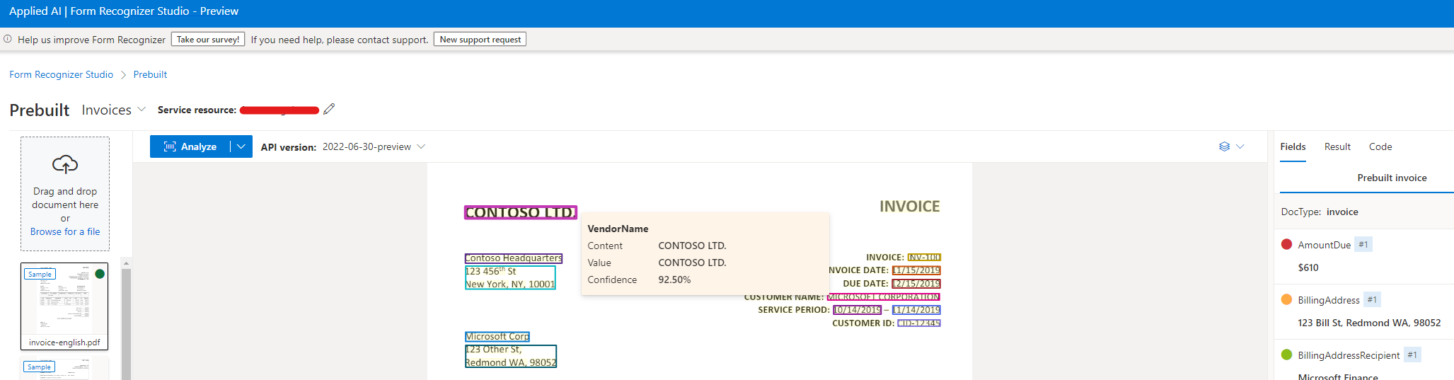 Form Recognizer not parsing document on latest API - Microsoft Q&A