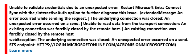 Microsoft Entra Connect installation unexpected error - Microsoft Q&A