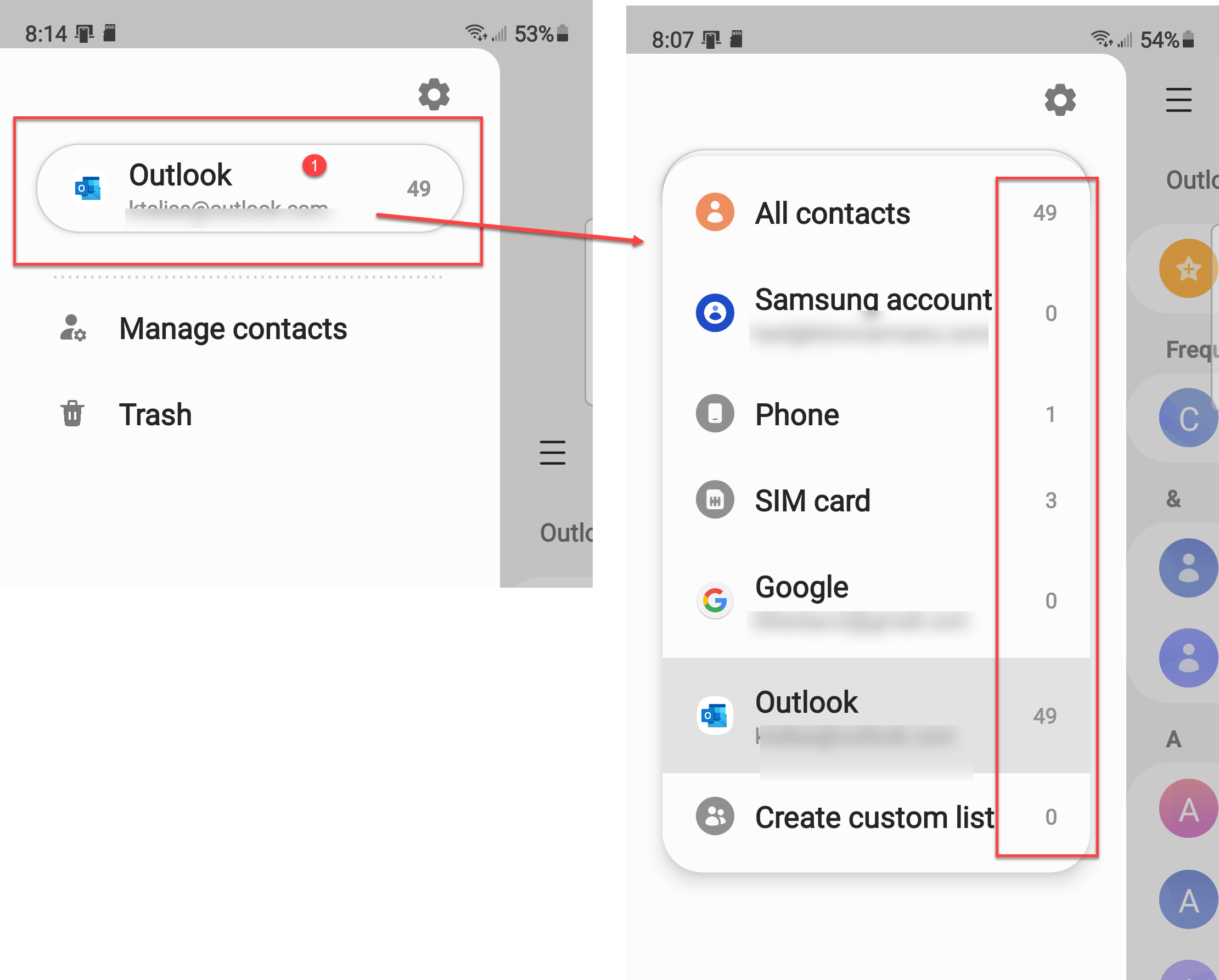 Want: Outlook.com contacts on android phone only. - Microsoft Q&A