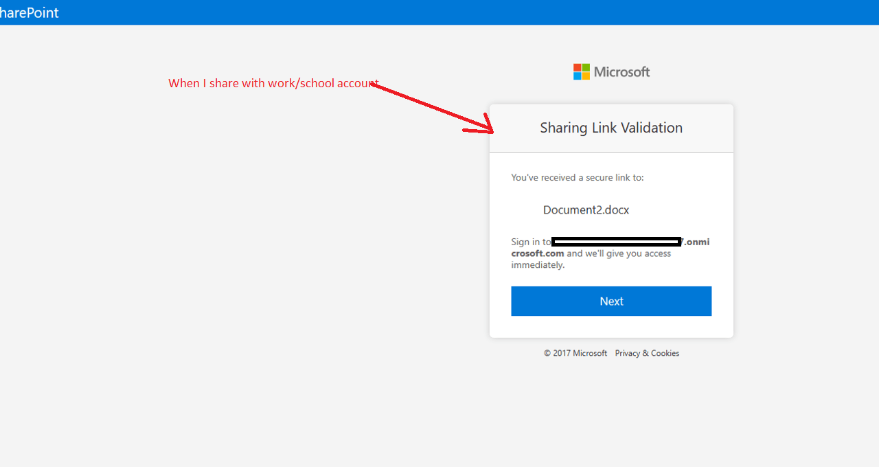 When sharing to external user, I do not get the option for a ...