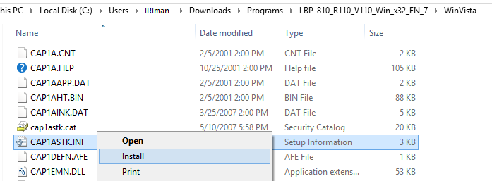 Problem with Canon printer LBP-810 installation in Windows 8 ...