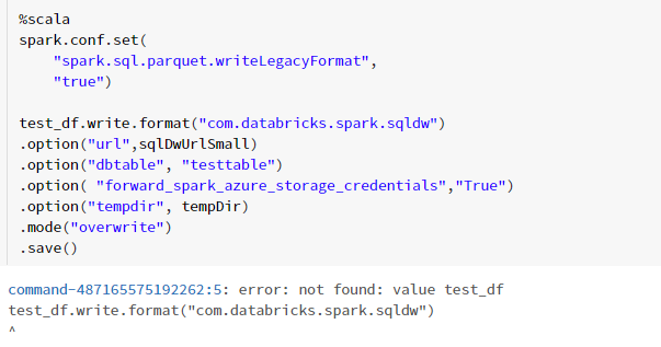 Unable to create a table in DWH from databricks - Microsoft Q&A